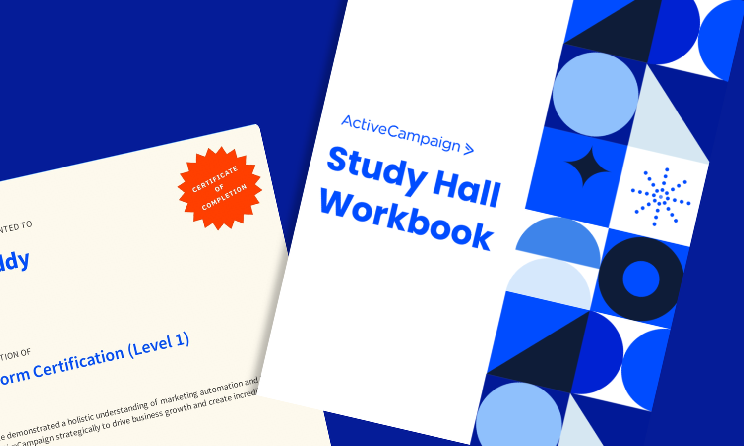 ActiveCampaign Study Hall workbook and live learning event collage